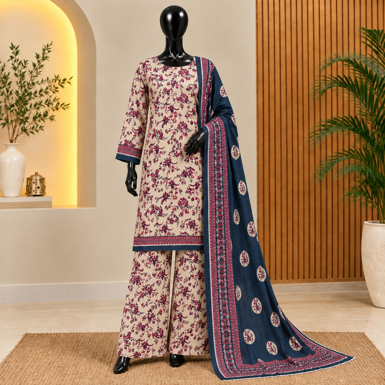 Bin Saeed Floral Khaddar 3 Piece Suit | Bin Saeed 2026 