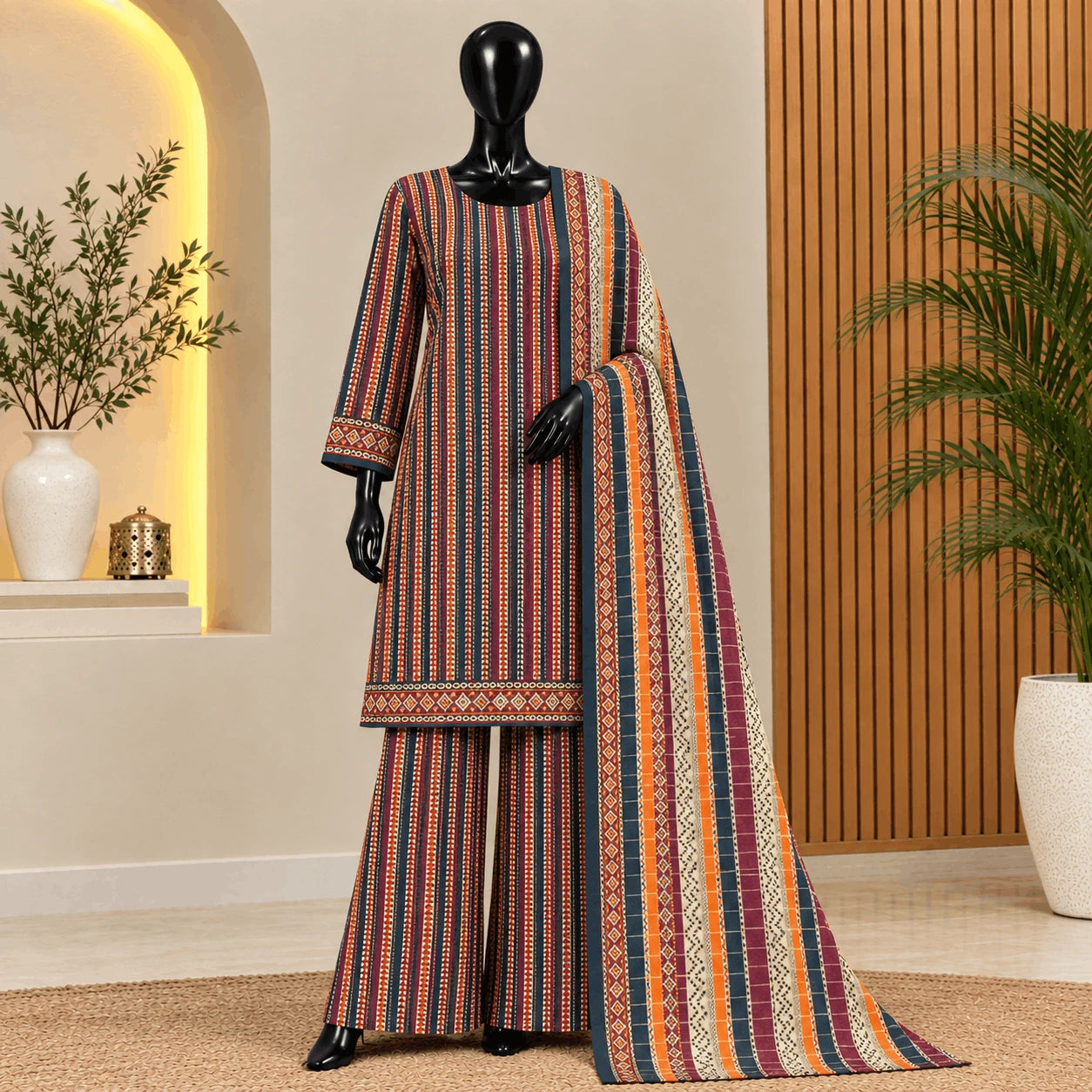 Bin Saeed Khaddar 3 Piece Printed Suit 2026 | 100% Original Khaddar